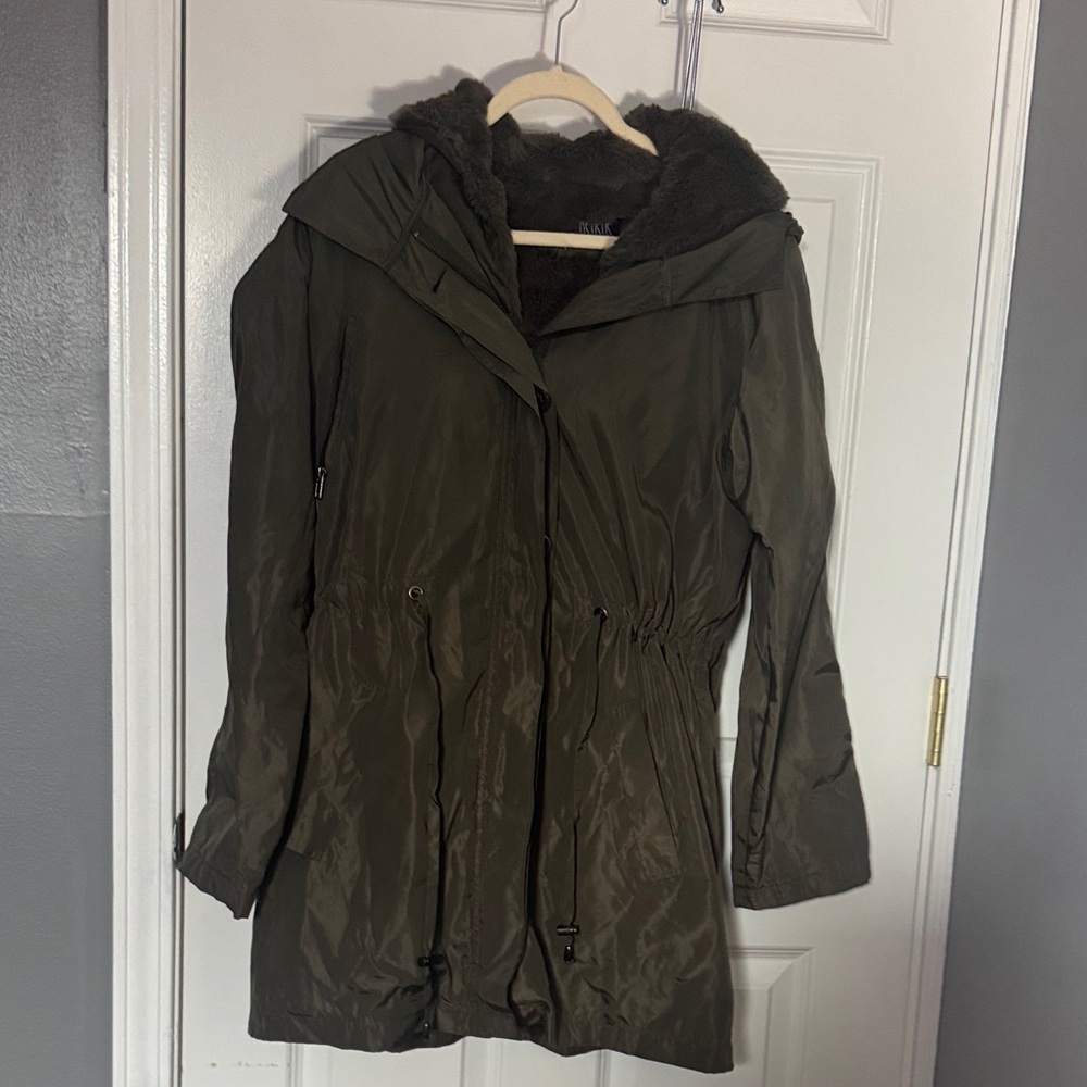 Women's Dark Green Hooded Utility Jacket
